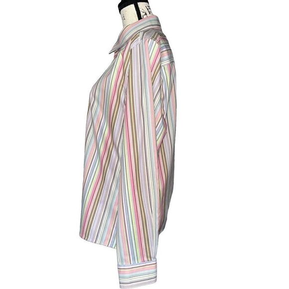 Foxcroft multi-colored wrinkle free shaped fit button down blouse 14 - Picture 3 of 6